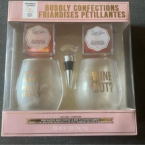 Bubbly Confections Wine Glass Set with Stopper